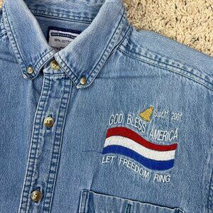 Crystal Springs Denim Jacket Embroidered 9-11 Never Forget Let Freedom Ring USA